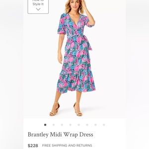 Lilly pulitzer Brantley midi wrap dress NEW. LARGE